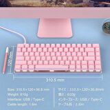 Bluetooth Kablolu Mekanik Klavye Anti-ghosting Özellikli Tuşlu 82 Tuşlu Ergonomik Tasarım ve Rahat Kullanım Kompakt Mekanik Klavye Küçük ve Taşınabilir Pembe Renk Mavi Switch 31cm x 12cm K33