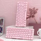 Bluetooth Kablolu Mekanik Klavye Anti-ghosting Özellikli Tuşlu 82 Tuşlu Ergonomik Tasarım ve Rahat Kullanım Kompakt Mekanik Klavye Küçük ve Taşınabilir Pembe Renk Mavi Switch 31cm x 12cm K33