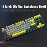 Ajazz K870T Pro Kablosuz Hot Swap Mekanik Oyun Klavyesi-RGB - 10 Adet Switch, Tuş ve Switch Sökme Aparatı Hediyeli  Siyah - Red Switch