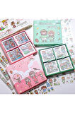 Garden Party Temalı 100 Yaprak 4 Bölmeli Sticker Seti • Bullet Journal (GGK-DR108)