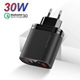 Kuula Mirror USB 30 Watt Hızlı Şarj Adaptörü Siyah