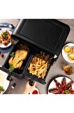 D8 Çift Hazneli Air Fryer Yağsız Fritöz (4 4) 8 Lt. Dokunmatik Ekran (DİSTRİBÜTÖR GARANTİLİ)