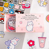 Sevimli Kedi Temalı 40 Adet PET Sticker Seti • Bullet Journal (GGK-ZU002)