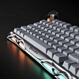 GravaStar Mercury K1 Pro RGB Kablosuz Mekanik Gaming Klavye, Alüminyum Çerçeveli, İngilizce Q, Gri
