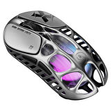 GravaStar Mercury X RGB 32K DPI Optik Gaming Mouse, Kablosuz, Magnezyum Alaşımlı, Programlanabilir 5 Tuşlu, Uzay Gri