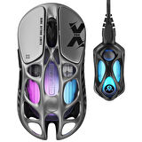 GravaStar Mercury XPro RGB 32K DPI Optik Gaming Mouse+8K Dongle, Kablosuz, Magnezyum Alaşımlı, Programlanabilir 5 Tuşlu, Uzay Gri