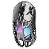 GravaStar Mercury XPro RGB 32K DPI Optik Gaming Mouse+8K Dongle, Kablosuz, Magnezyum Alaşımlı, Programlanabilir 5 Tuşlu, Uzay Gri