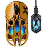 GravaStar Mercury XPro RGB 32K DPI Optik Gaming Mouse+8K Dongle, Kablosuz, Magnezyum Alaşımlı, Programlanabilir 5 Tuşlu, Special Edition, Sarı