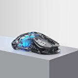 GravaStar Mercury M2 RGB 26K DPI Optik Gaming Mouse, Kablosuz, Programlanabilir 5 Tuşlu, Şeffaf Siyah