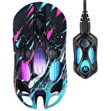 GravaStar Mercury XPro RGB 32K DPI Optik Gaming Mouse+8K Dongle, Kablosuz, Magnezyum Alaşımlı, Programlanabilir 5 Tuşlu, Özel Seri, Neon Graffiti
