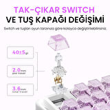 GravaStar Mercury K1 Lite RGB Kablosuz Mekanik Gaming Klavye, İngilizce Q, Crystal Aurora