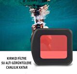 SJCAM SJ8 Aksiyon Kamera Serisi için Su Altı Dalış Filtresi Kırmızı