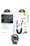 1.8 Metre Araç İçi Spiralli 4in1 Süper Hızlı Şarj Kablosu 60W PD Şarj USB'den Type-C'/Lightning'e Type-C'den Type-C/Lightning Samsung Huawei Xiaomi iPhone ile uyumlu