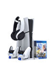 İpega  PS5 Slim Dijital/PS5 Uyumlu Multifonksiyonel CD Raflı Şarj Istasyonlu Fanlı Soğutucu Stand