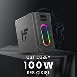 HiFuture MusicBox Bluetooth 5.0 IPX4 Su Geçirmez RGB Aydınlatmalı 100W TWS Çift Modlu EQ Bass Boost & 3D Çift Mikrofonlu Taşınabilir Karaoke Sistemi Kablosuz Hoparlör Siyah