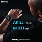 HiFuture Ultra3 Bluetooth 5.2 IP68 Su Geçirmez 2.01 inç Always On Display Nabız Spor Kan Oksijen Takibi iOS&Android Uyumlu Akıllı Saat 52mm Siyah