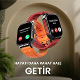 HiFuture Ultra3 Bluetooth 5.2 IP68 Su Geçirmez 2.01 inç Always On Display Nabız Spor Kan Oksijen Takibi iOS&Android Uyumlu Akıllı Saat 52mm Kırmızı