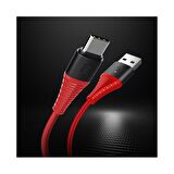 Rock Space Z8 Hi-Tensile 120 cm. 5V/2A (max.) Lightning Şarj ve Data Aktarım Kablosu Kırmızı