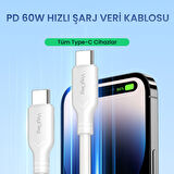 VegGieg 60W Type-C to Type-C Hızlı Şarj ve Data Kablosu 1.2 Metre