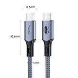 Veggieg USB 4.0 E-Mark 240W 40Gbps Thunderbolt 4 8K 60Hz Type-C Görüntü Hızlı Şarj ve Data Kablosu 2 Metre