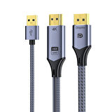 VegGieg HDMI to Displayport DP 4K 60Hz USB Görüntü Aktarma Kablosu 2 Metre