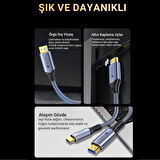 Veggieg Type-C to HDMI Kablo 8K 60Hz 4K 240Hz HDR 3D 48Gbps Örgülü USB-C to HDMI Kablo 2 Metre
