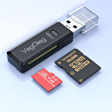 VegGieg USB 3.0 SD ve Micro SD Hafıza Kart Okuyucu Siyah