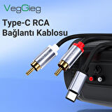 VegGieg USB Type-C to 2 RCA Ses Kablosu 3 Metre