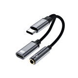 VegGieg Type-C to 3.5mm Kulaklık ve Type-C Şarj Dönüştürücü Adaptör