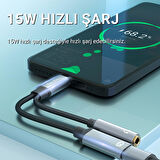 VegGieg Type-C to 3.5mm Kulaklık ve Type-C Şarj Dönüştürücü Adaptör