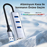 VegGieg USB ve Type-C Gigabit Ethernet Adaptörü 3 Port USB 3.0 Çoklayıcı Hub