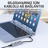 Veggieg USB 2.0 to 100Mbps Ethernet Çevirici ve 3 Portlu USB Hub Çoklayıcı