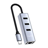 Veggieg USB Type-C to 100Mbps Ethernet Çevirici ve 3 Portlu USB Hub Çoklayıcı