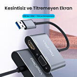 VegGieg USB-A to 4K 30Hz HDMI ve 1080P 60Hz VGA Görüntü Çevirici Kablo