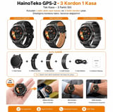 HainoTeko GPS-2 Akıllı Saat GPS Özellikli AMOLED Ekran 3 ATM Su Geçirmez 3 Kordonlu Bluetooth Aramalı Siyah