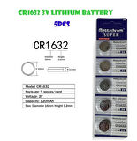 Mettzchrom Süper CR1632 3V Lityum Düğme Pil 5'li Paket