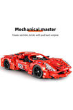Çek Bırak Kırmızı Süper Araba 437 Parça – Mekanik Yapı Seti, Açılır Kapılı, Koleksiyonluk Model Araba