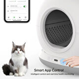 Haustier CB001 Akıllı Otomatik Kedi Tuvaleti, APP ile Uzaktan Kontrol, 75lt Hazne, 7lt Çöp haznesi, Ağırlık sensörlü, 3 Adet Deo + 45 Adet Çöp Torbası + Elekli Paspas Hediyeli (Gri)