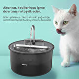 Haustier WF009LS Otomatik Kedi Su Sebili,Kedi Su Çeşmesi, Su Pınarı 3.5Lt Geniş Hazne, Çelik Tabla, Ultra Sessiz, BPA İçermez (Siyah, 3.5 lt)
