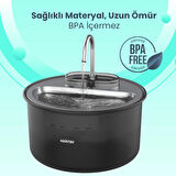 Haustier WF009LS Otomatik Kedi Su Sebili,Kedi Su Çeşmesi, Su Pınarı 3.5Lt Geniş Hazne, Çelik Tabla, Ultra Sessiz, BPA İçermez (Siyah, 3.5 lt)