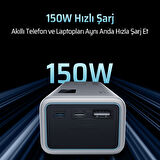 CUKTECH 15 Powerbank 20000 mAh | 150 W PD3.1 Süper Hızlı Şarj | 3 Port (2C1A) | LED Dijital Ekranlı Taşınabilir Şarj Cihazı – Laptop, MacBook, iPhone, Samsung, Xiaomi ile Uyumlu