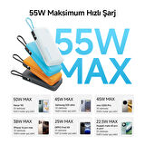 CUKTECH 25 Powerbank 20000 mAh | 55 W PD3.0 Hızlı Şarj | 2 Port (Type-C + USB-A) | Kompakt Taşınabilir Şarj Cihazı – Laptop, MacBook, iPhone, Samsung, Xiaomi ile Uyumlu