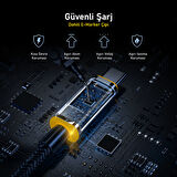 Aohi Magline USB-C to USB-C 1.2m PD 3.1 480Mbps 140W LED Ekranlı Naylon Örgülü Süper Hızlı Şarj/Data Kablosu