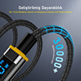 Aohi Magline USB-C to USB-C 1.2m PD 3.1 480Mbps 140W LED Ekranlı Naylon Örgülü Süper Hızlı Şarj/Data Kablosu