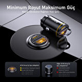 Aohi Superauto Araç İçi Şarjı, 2 Portlu PD 45W Type-C to Type-C, USB 30W Hızlı Şarj Çakmaklık Adaptörü, Siyah