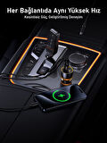 Aohi Superauto Araç İçi Şarjı, 3 Portlu PD 170W Type-C to Type-C, USB, Hızlı Şarj Çakmaklık Adaptörü, Siyah
