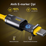 Aohi The Future Adonis USB-C to USB-C 1m PD 3.1 120Gbps 240W 8K Süper Hızlı Şarj/Data Kablosu, Sarı