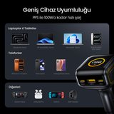 Aohi Superauto Araç İçi Şarjı, 3 Portlu Dijital Ekranlı , 170W Type-C ve USB-A Girişli, USB, Hızlı Şarj Çakmaklık Adaptörü, Siyah