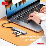 Earldom HUB12 Tak Çalıştır 40cm 4 Adet Usb 2.0 ve 1 Adet Type-C Çıkışlı Usb Çoklayıcı