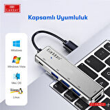Earldom HUB12 Tak Çalıştır 40cm 4 Adet Usb 2.0 ve 1 Adet Type-C Çıkışlı Usb Çoklayıcı